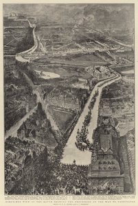 Vista Aérea de la Ruta mostrando la Procesión en Camino a Paddington de Henry William Brewer